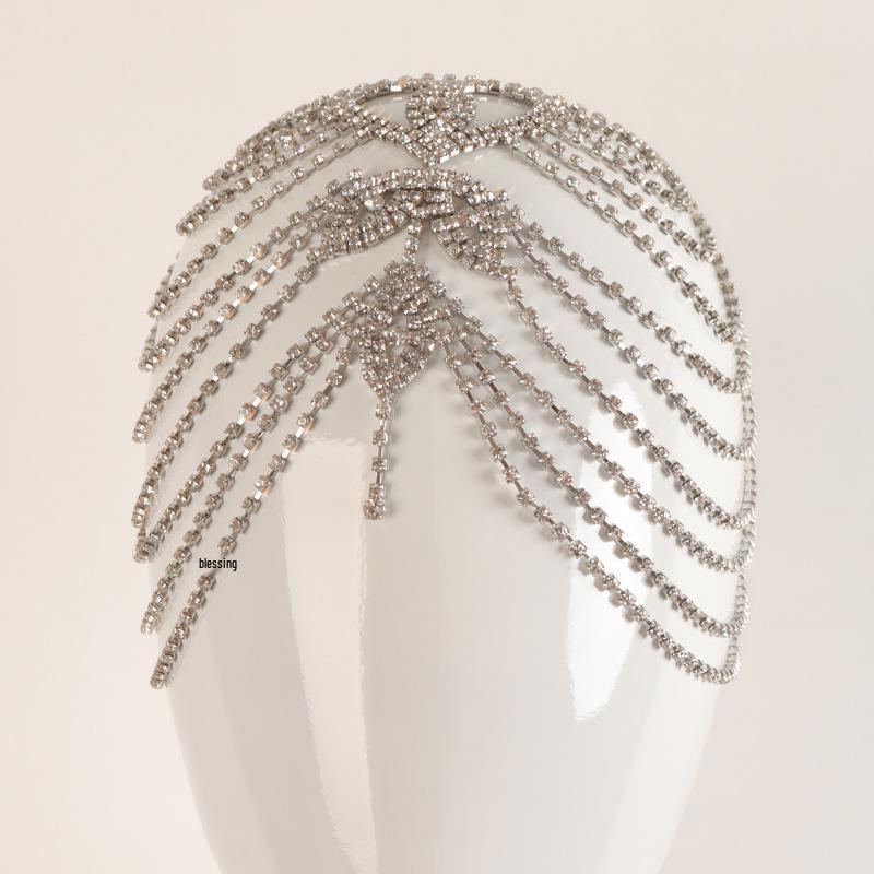 Rhinestone Tassel Hair Chain - Retro European & American Headdress Accessory