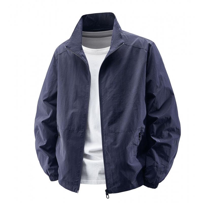 Men's 2025 Plus Size Thin Casual Jacket - Breathable Stand Collar for Spring & Autumn