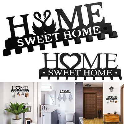 Iron Wall Mounted Home Sweet Hanging Hanger Hooks Hat Key Holder Rack Shelf