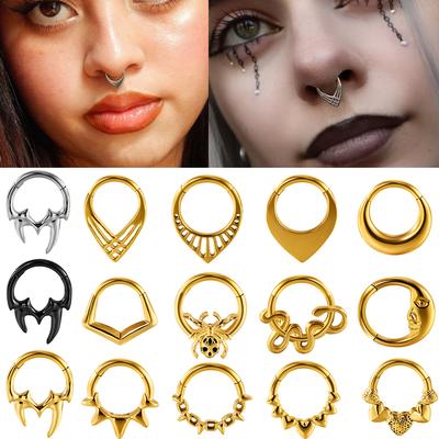 1/3 Stück Sets Mond Wassertropfen Schlange Septum Piercing Clicker Blume Nasenringe 16G Segment Knorpel Daith Hoop Ohrring Schmuck Geschenk