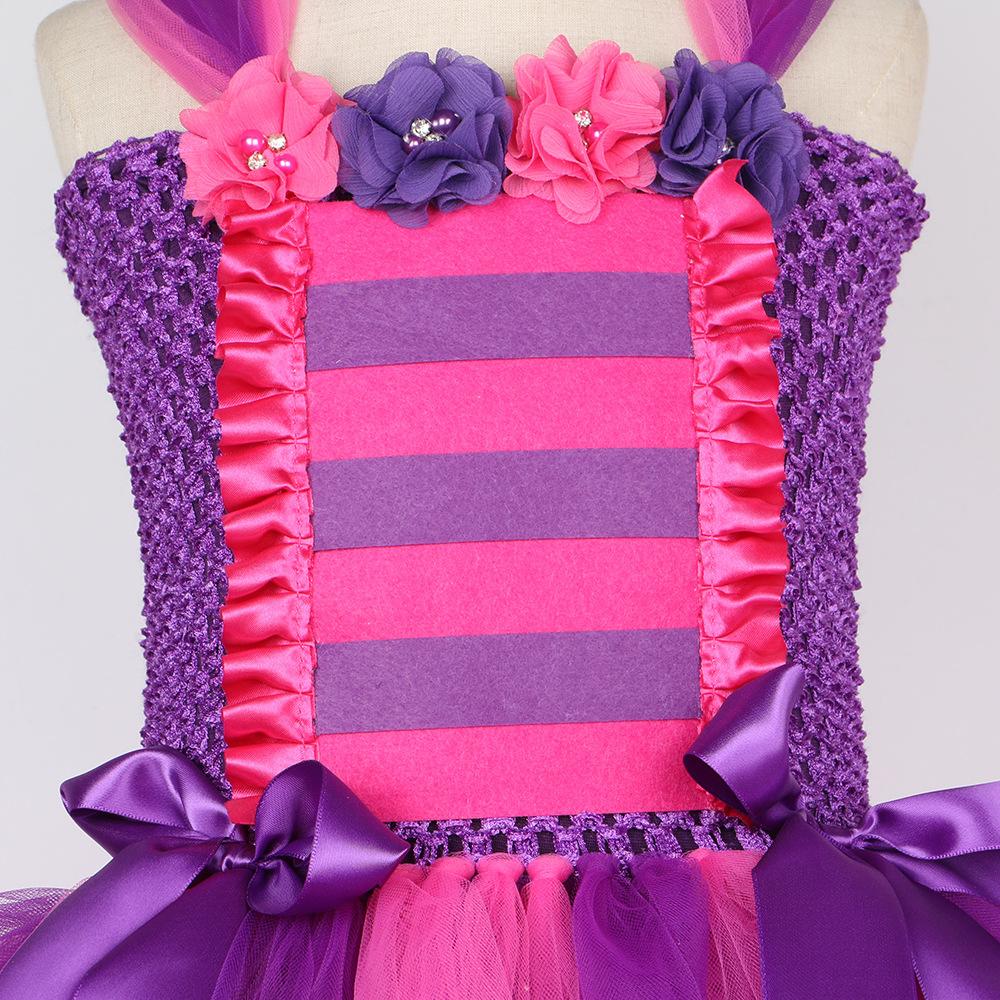 Kids Cheshire Cat Tulle Puff Dress, Alice in Wonderland Cute Cat Princess Cosplay Outfit