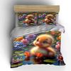 Cute Duckling In Flower Pond Print Soft Comfortable Duvet Cover Bedding Set Included 1*Duvet Cover  2*Pillowcases Luxury Gift