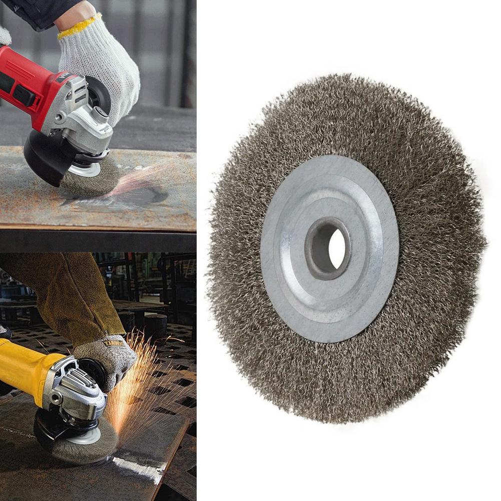 125mm Crimped Wheel Drill Brush Metal Derusting Stainless Steel Wheel Brush Crimped Wire Wheel Brush Polishing Rust Removal Tool