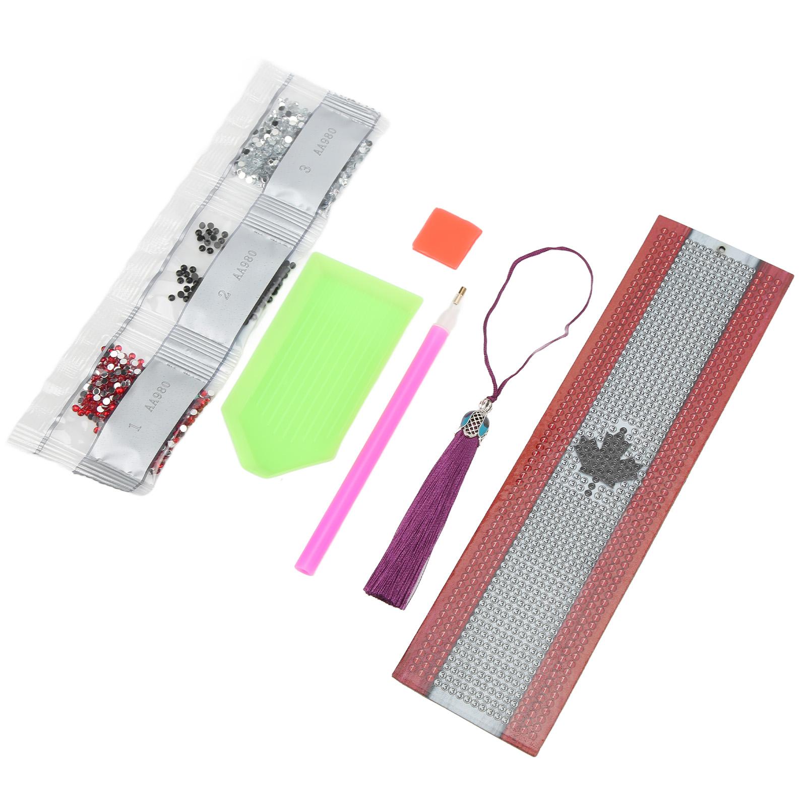 

Rhinestones Painting Bookmarks Bright Colors Waterproof DIY Rhinestones Bookmarks with Maple Leaf Pattern for Gifts