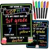 First Day of School Sign Board with Liquid Chalk Markers - 14”x11” Double-Sided & Reble - My First and Last Day - Back To School Supplies Board