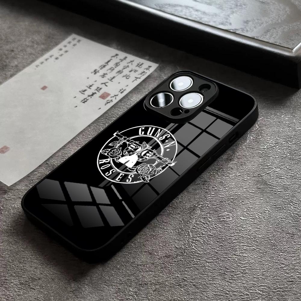 

Band G-Guns N Roses Phone Case For 17 Pro Max IPhone 16 Pro 15 12 11 13 Mini X XR XS 14 Plus SE Glass Cover iPhone 14