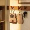 DIY Animals Keychain Handmade Access Card Cover Cute Pu Leather Cat Pendant  Men