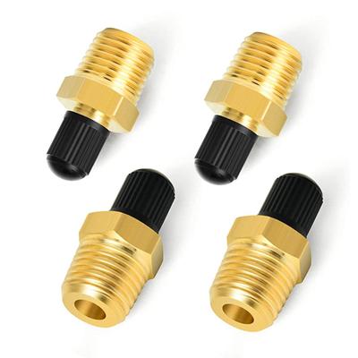 Air Tank Valve 1/4" Male NPT 4 Pieces Brass Fill Valve with Caps Using with Compressed Air Tank