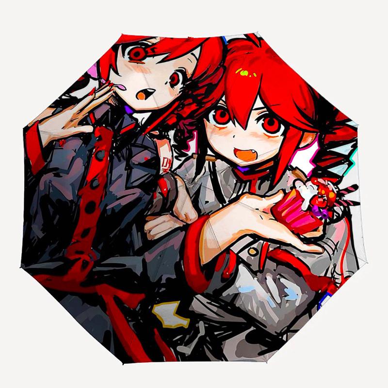 1pc Outdoor Umbrella with Anime Characters, Automatic Opening/Closing, Portable 3-Fold Design, 8-Rib Iron Frame - Perfect Gift for Fans, Traveler