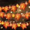 LED Maple Leaf Light String Fall Garland Light for Thanksgiving Holiday Decoration 5 Pumpkin Lights