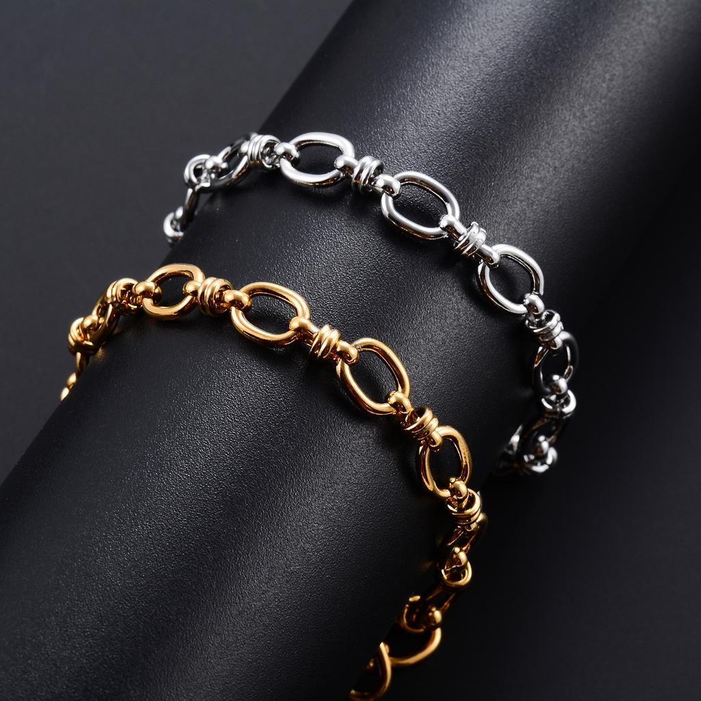 6.5mm Punk Handmade Stainless Steel Bracelet Link Oval Chain for Women Men Rock Boy Hand Chain Wristband Anklets Metal Jewelry