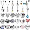 925 Sterling Silver Mickey Minnie Bead Bracelet DIY Pendant with Safety Chain Clip Love Gift