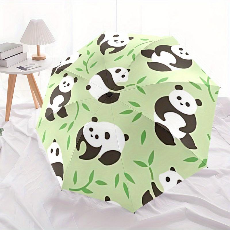 1 Stück Panda Bambus Automatisches Öffnen/Schließen, Ganzjahres Tragbarer Faltregenschirm, Reisen, Alltag, Formelle Anlässe - Kompakter Luxus Sonnenschirm, Outdoor Zubehör