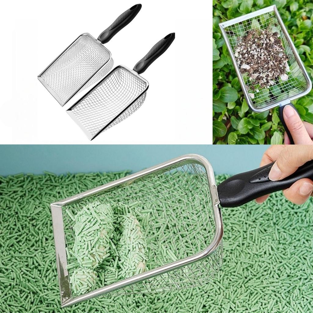 2v1 2 ks nerezové zahradní síta na půdu & kočkolitová lopatka - Efektivní oddělování nečistot & hrudek Zahradnictví & Nástroj na čištění zvířat