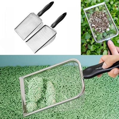 2-in-1 2Pcs Stainless Steel Garden Soil Sifters & Cat Litter Scoops - Efficient Debris & Clump Separation Gardening & Pet Cleaning Tool