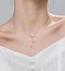 Women Summer Fashion Simple Bow Tassel Necklace Clavicle Chain Necklace Jewelry Accessories Valentines Day Birthday Gifts