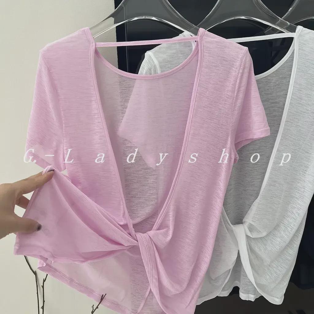 Bambus Mesh Pustende Yoga Bluse: Lettvektig, Hul Design, Stor Ryggløs Sportstopp