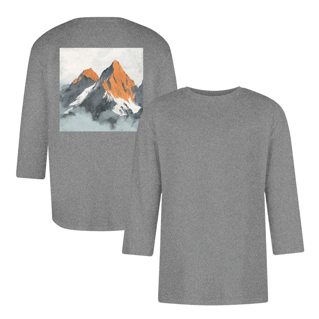 Men's casual and fashionable printed round-neck three-quarter sleeve top T-shirt