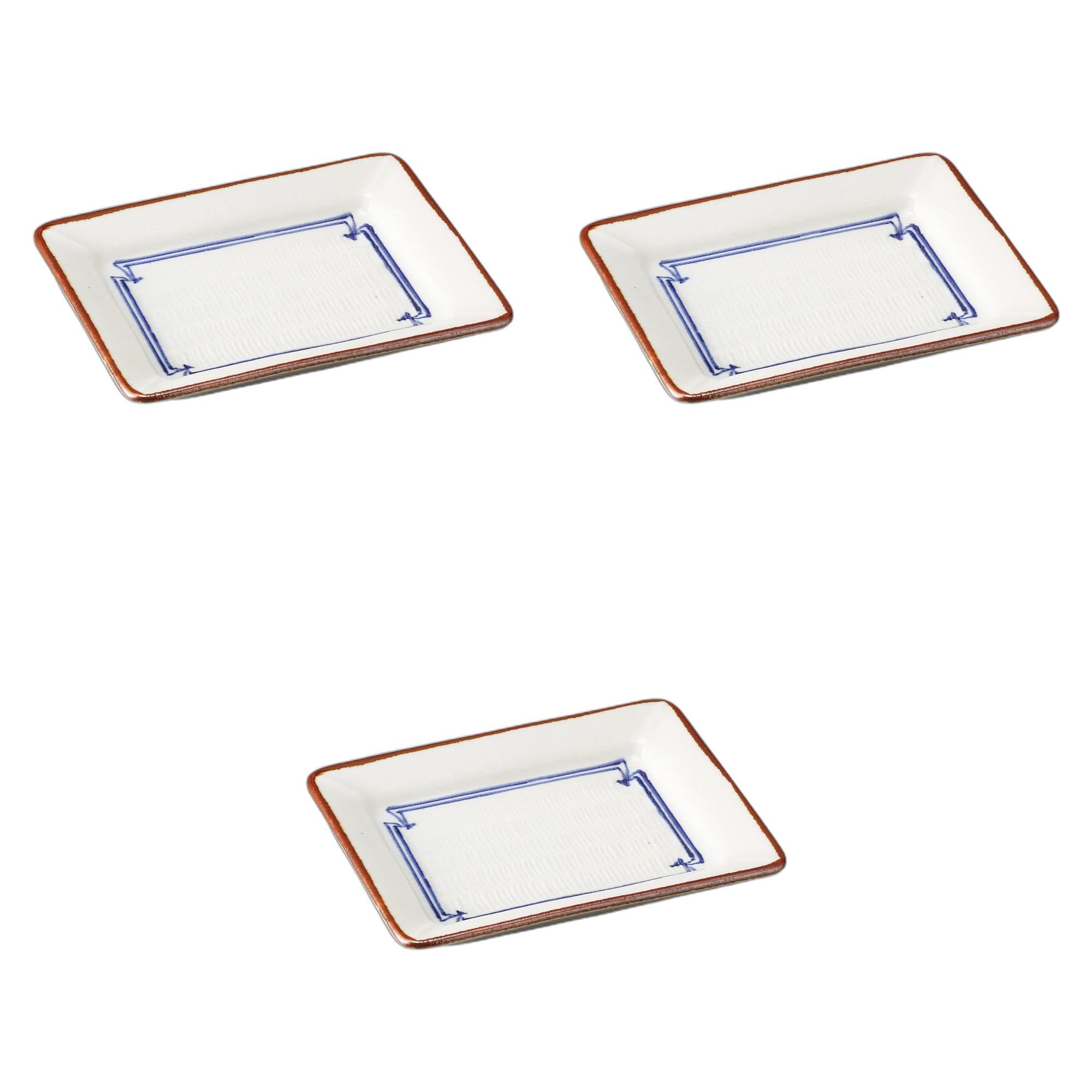 

Set of 3 Ash Glazed Blue and White Pottery Plates x x Pottery Setomonohonpo [17.6 14.5 2.5cm] Plates, Ceramic,