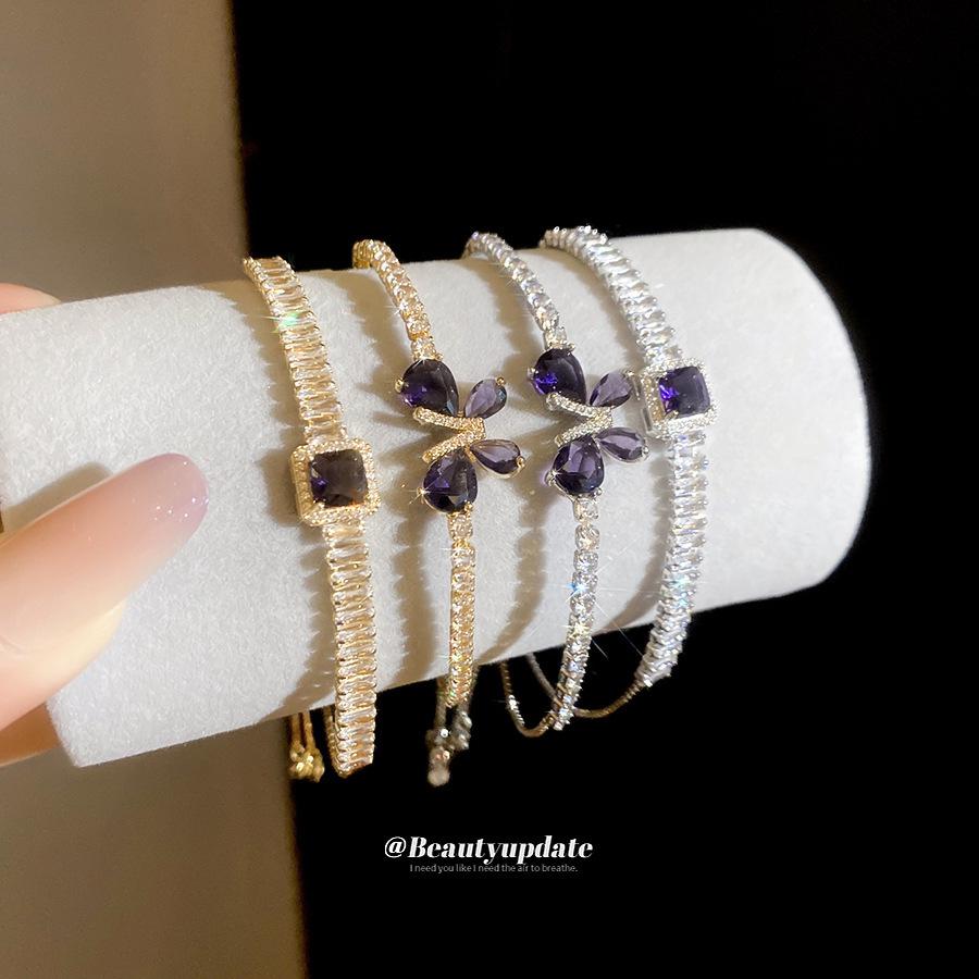 European & American Retro Geometric Zirconia Butterfly Bracelet - Luxurious, Fashionable, Exquisite Hand Jewelry