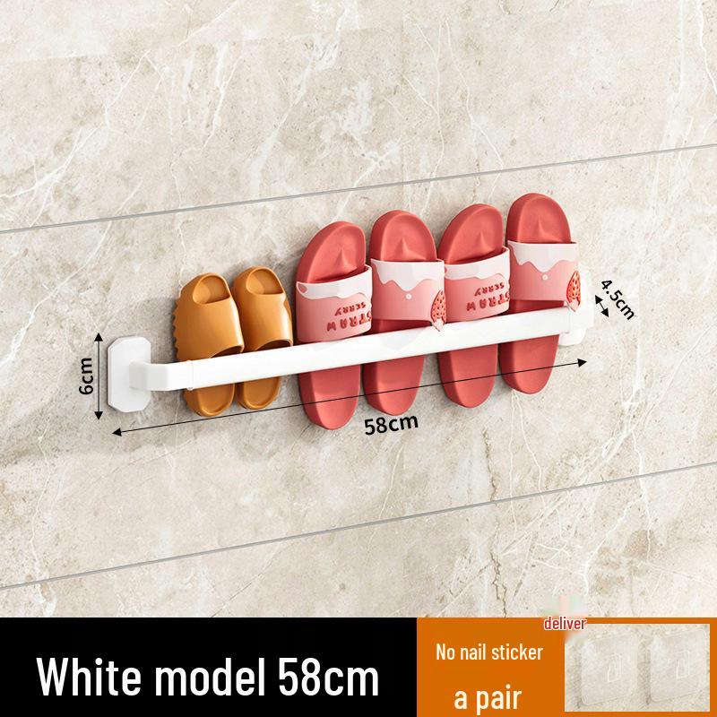 Wall-Mounted Luxury Slipper Rack: Punch-Free Bathroom Shoe Draining Storage Solution
