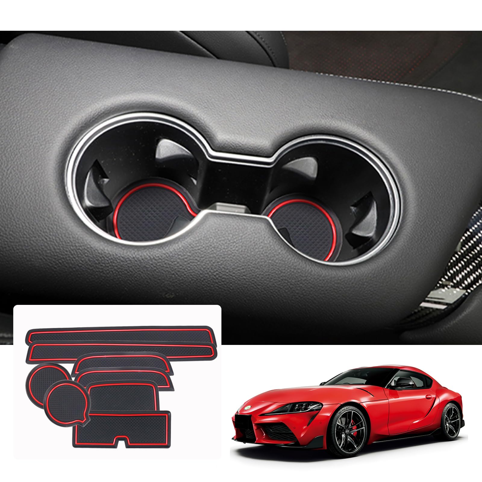 

TOYOTA Supra Toyota DB Type 5-го поколения GR Supra Новая модель Эксклюзивный коврик для дверного кармана Резиновый коврик Резиновый звукоизолирующий держатель для напитков Нарядный интерьер