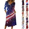 Women's Casual 3/4 Sleeve Button-down Mid-length Dress