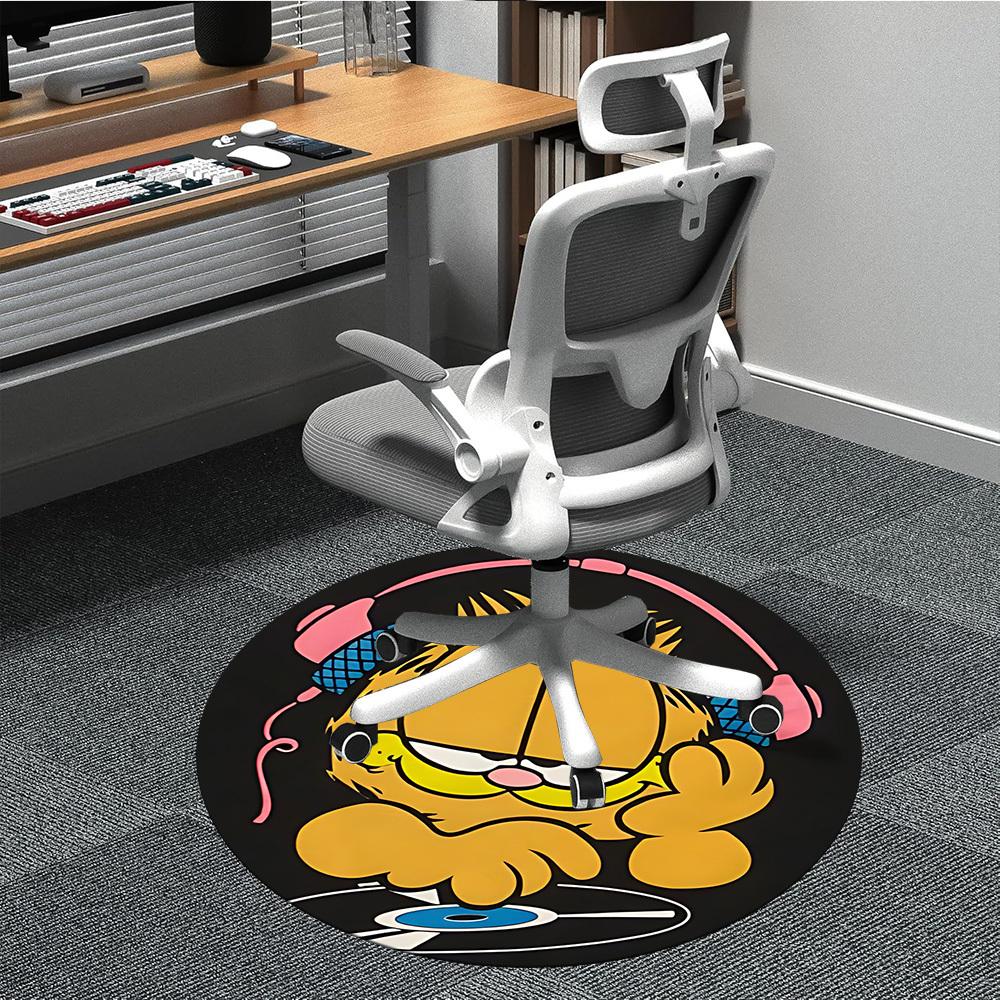 

1pc Garfield DJ Office Round Area Rug, Indoor Mat Suitable For Office, Under Office Chairs Bedroom Living Room Home Decor, Room Deco 80cm