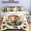 3pcs Lovely Tinker Bell Printed Quilt Set Soft and Comfortable Quilt Cover for Bedroom, Guest Room Bedding Set B058
