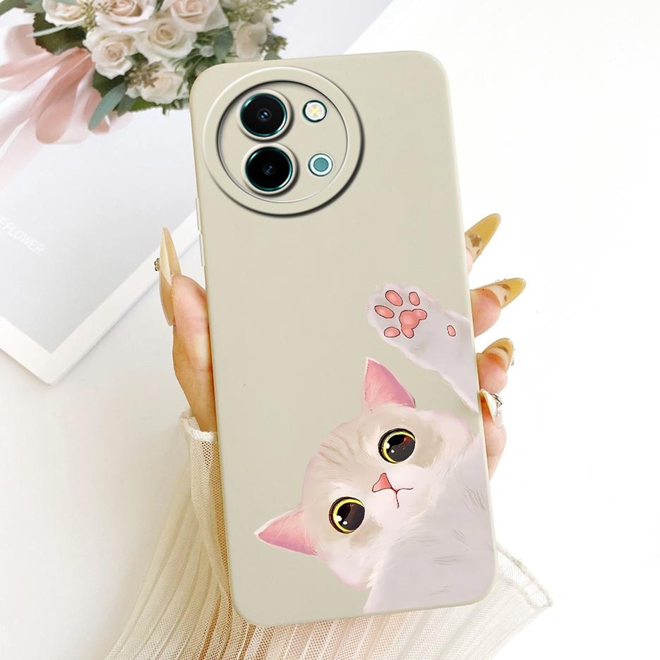 For Vivo Y38 5G Case Vivo Y58 V2355 Cute Cat Duck Cartoon Cover Soft TPU Matte Phone Case For Vivo Y38 Y 58 VivoY38 VivoY58 Bags