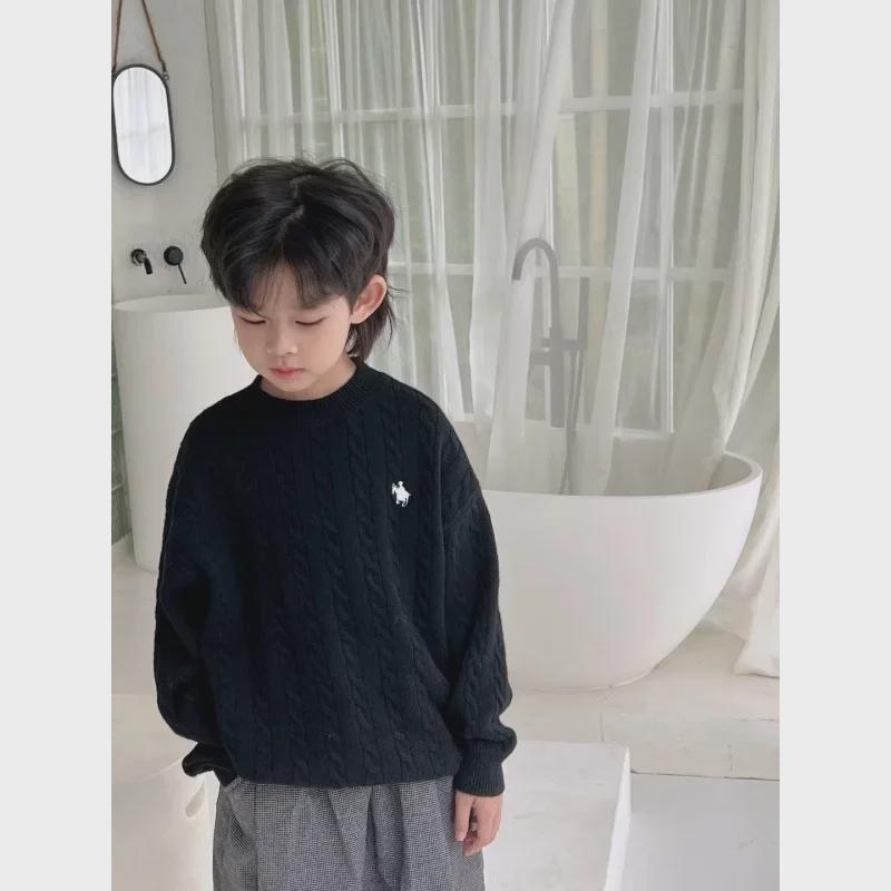 In-Stock Cable Knit Sweater for Boys and Girls: Anti-Pilling, Round Neck, Perfect for Autumn and Winter