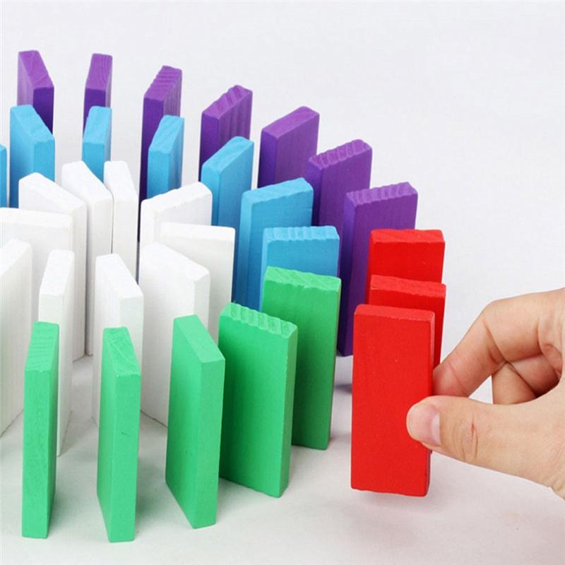 120 Pieces 12 Colors Children Building Blocks Large Domino Early Education Wooden Toys