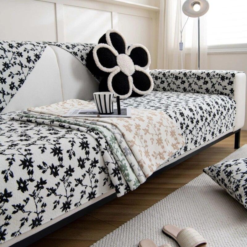 Gardenia Jacquard Sofa Cushion for Living Room Nordic Sofa Cover Chenille Non-slip Couch Cover Sofa Towel Home Protection
