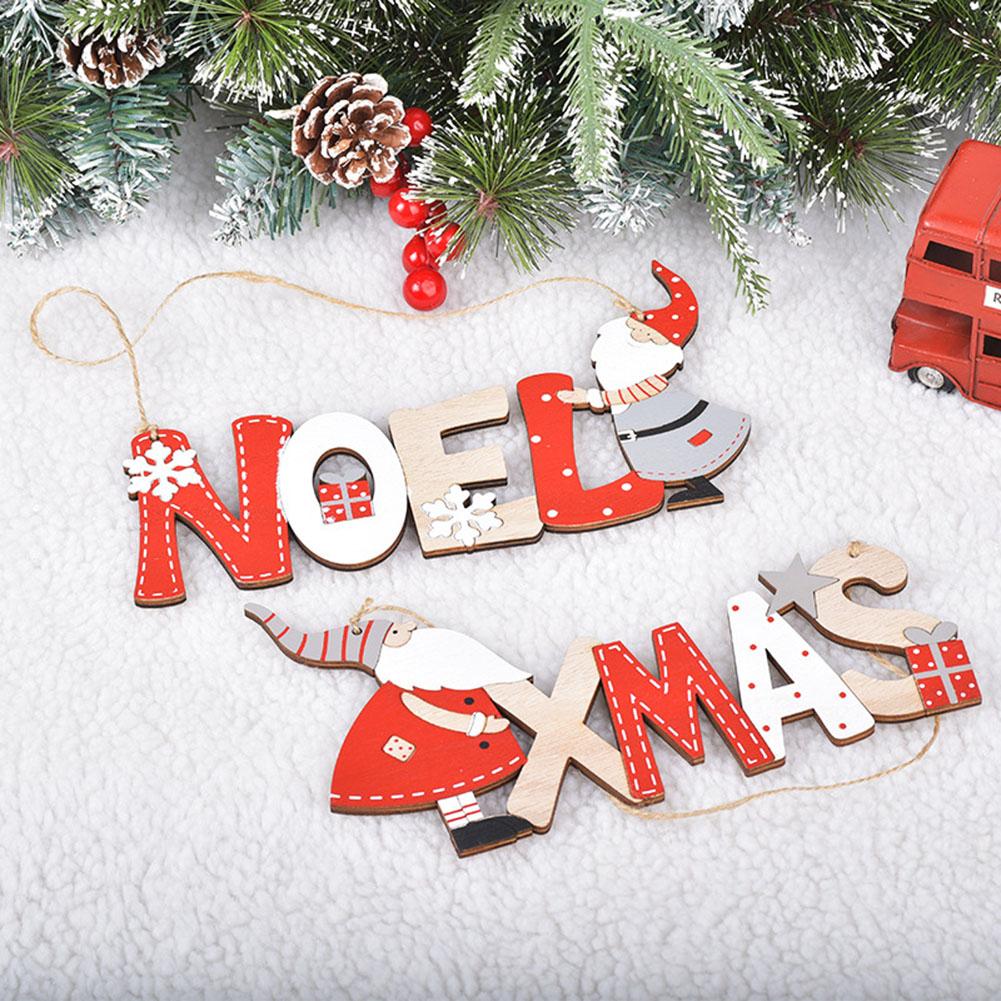 1 Pcs 23*13CM Wooden Santa Claus Letter Hanging Door Hanging Christmas Tree Party For Home Door Xmas Tree Pendants