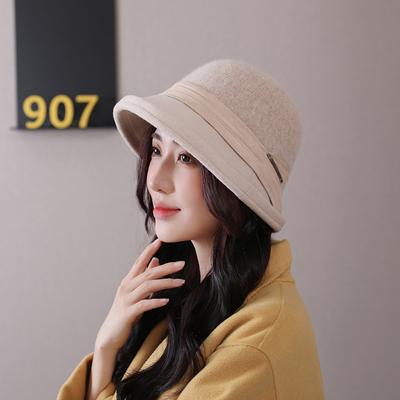 Women 100% Wool Bucket Hat with Bowknot, Casual Wither Warm Hat, Soft Comfortable Cap  Beanie Hats for Women