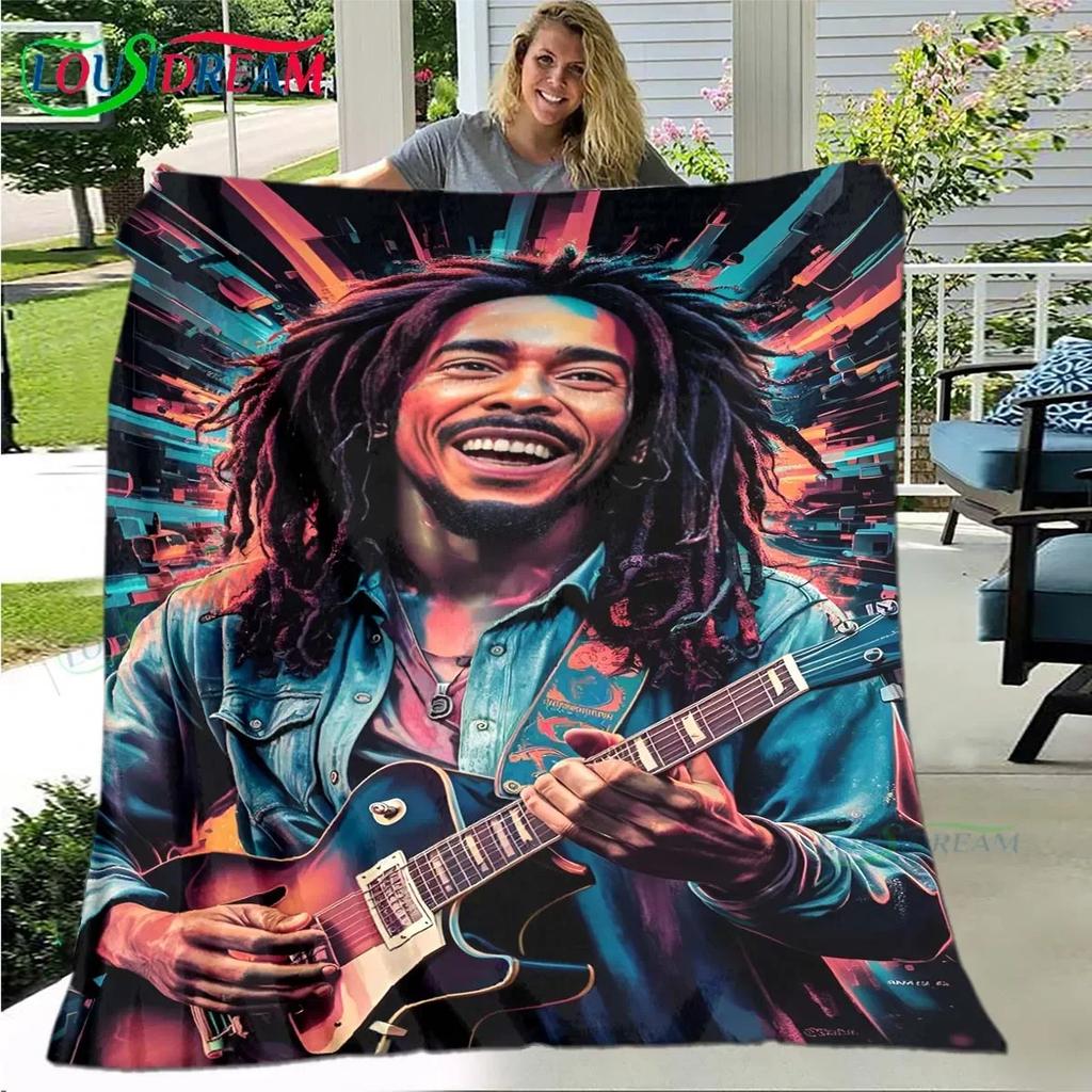 Pop Singer R-Reggae Bob Marley Four Seasons Blanket Sofa Cover Travel Bed Plush Blanket Travel Office Break Blanket Gift