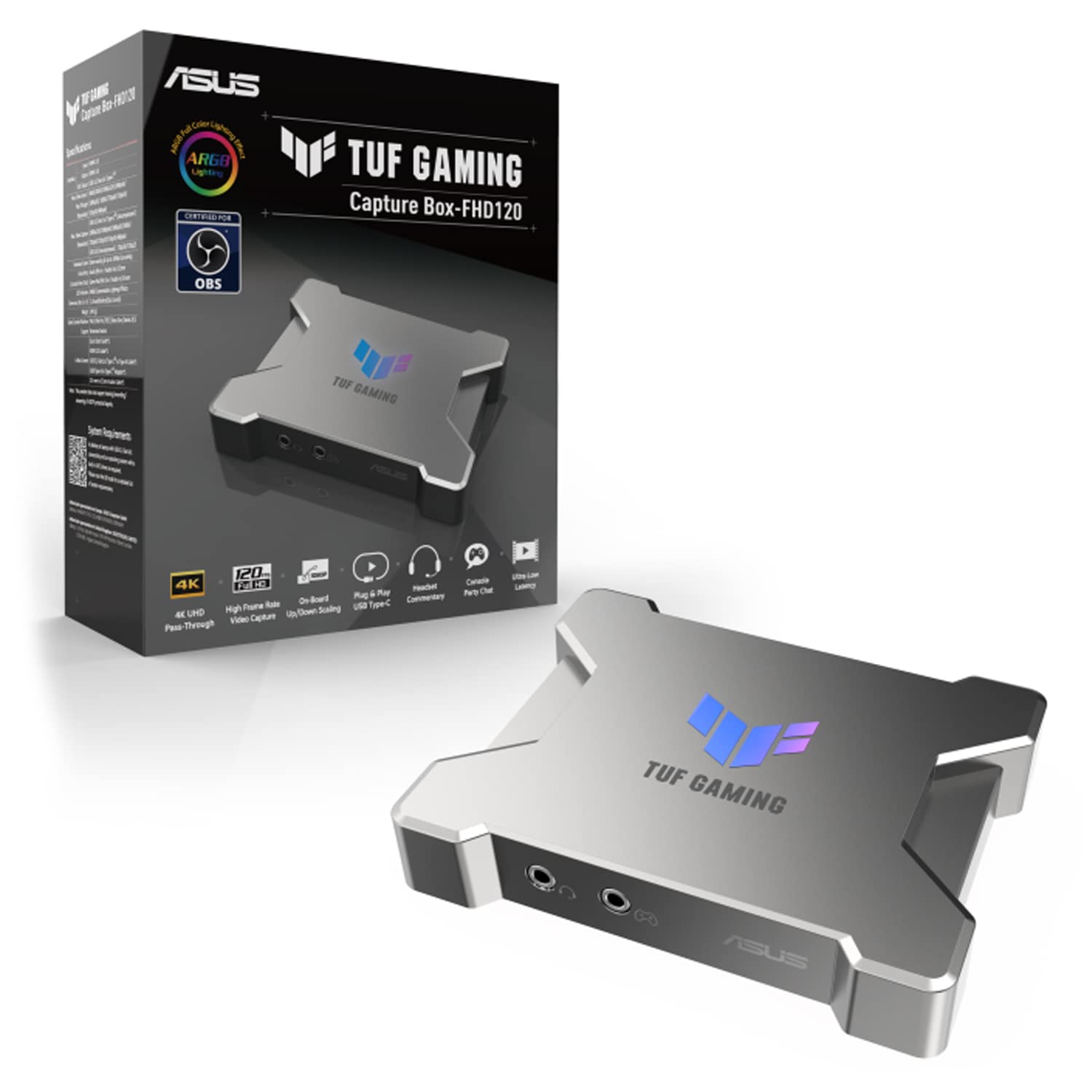 

ASUS Game Capture Box TUF GAMING CAPTURE 1080p 120Hz Для ігрового процесу та зустрічей Веб-камера PS5 Switch Mac Windows Офіційна модель, схвалена OBS Голосовий чат