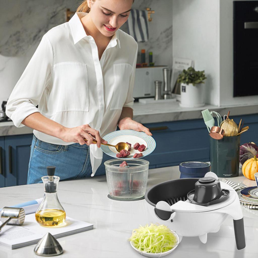 Potato Slicer Multi function hand protected shredder kitchen grater with Drain Basket 9 in 1 vegetable slicer for Potato Carrot