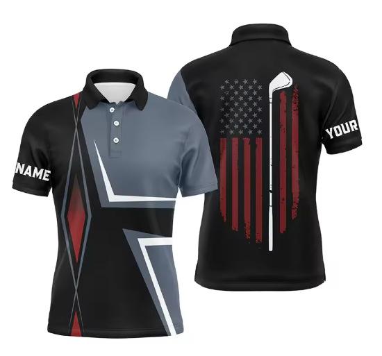 Trend 3D Golf Print Men's Fashion Name Team Name Short-sleeved Polo Shirt Casual Sports Polo Shirt