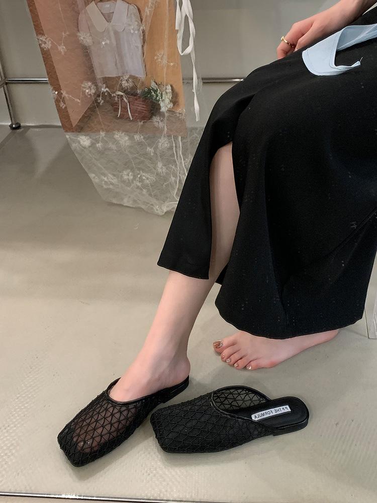 Fashion 2025 Summer New Lace Women Mules Slippers Fashion Cover Toe Shoes Laides Outdoor Casual Beach Vacation Slides Shoes New Arrival