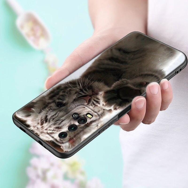 Cute Little Tiger Phone Case For Xiaomi Redmi Note 11 10 9 8 Pro 11T 5G 10T 10S 9S 9T 9i 9C 9A 8T Soft TPU Black Cover Funda