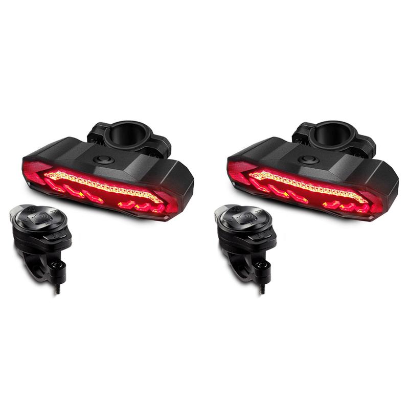 New 2X Bicycle Alarm Anti Theft Bike Taillight Alarm LED Waterproof Tail Light with Mounting Bracket