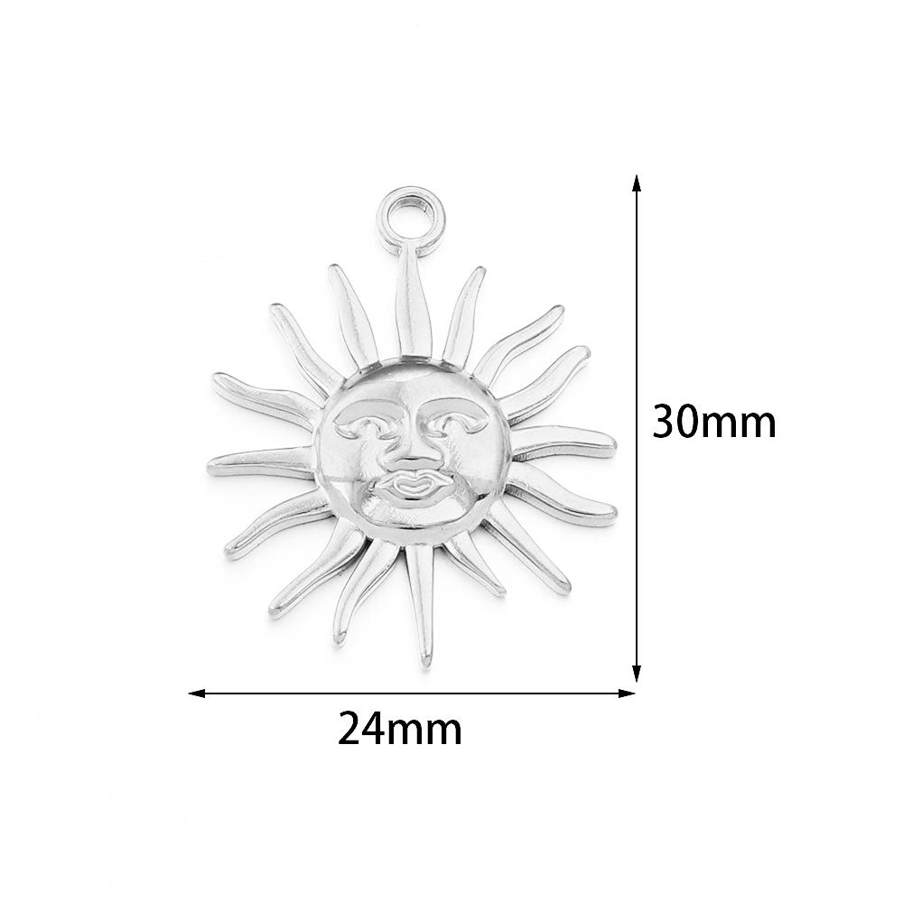 2pcs/lot Stainless Steel Retro Pendant Gold Color Sun Flower Moon Shape Charms For DIY Crafts Necklace Earrings Gift Accessories