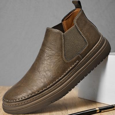 Mode Vintage Stil Herren Chelsea Boots Modemarke Herren Freizeit Laufschuhe Bequeme Lässige Leder Stiefeletten Basic Sneaker