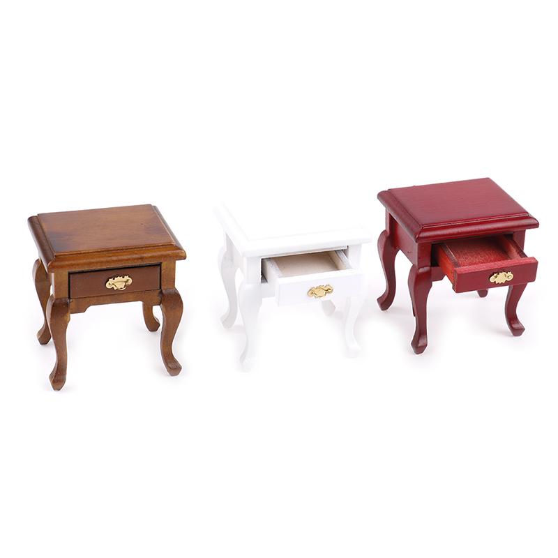 1:12 Wooden Bedroom Dollhouse Miniature Bedside Furniture Accs