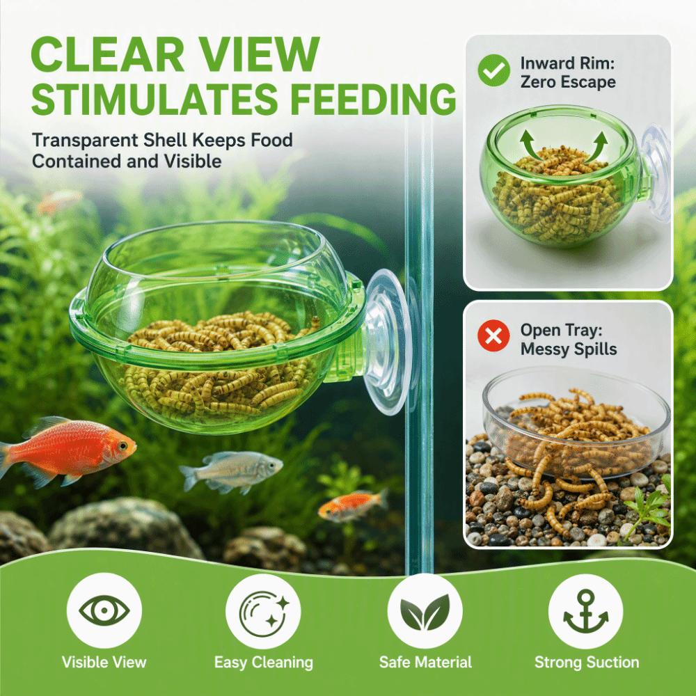 2pcs Plastic Suction Cup Feeder Green Lizard Feeder Bowl Practical Chameleon Feeder Dish Reptiles