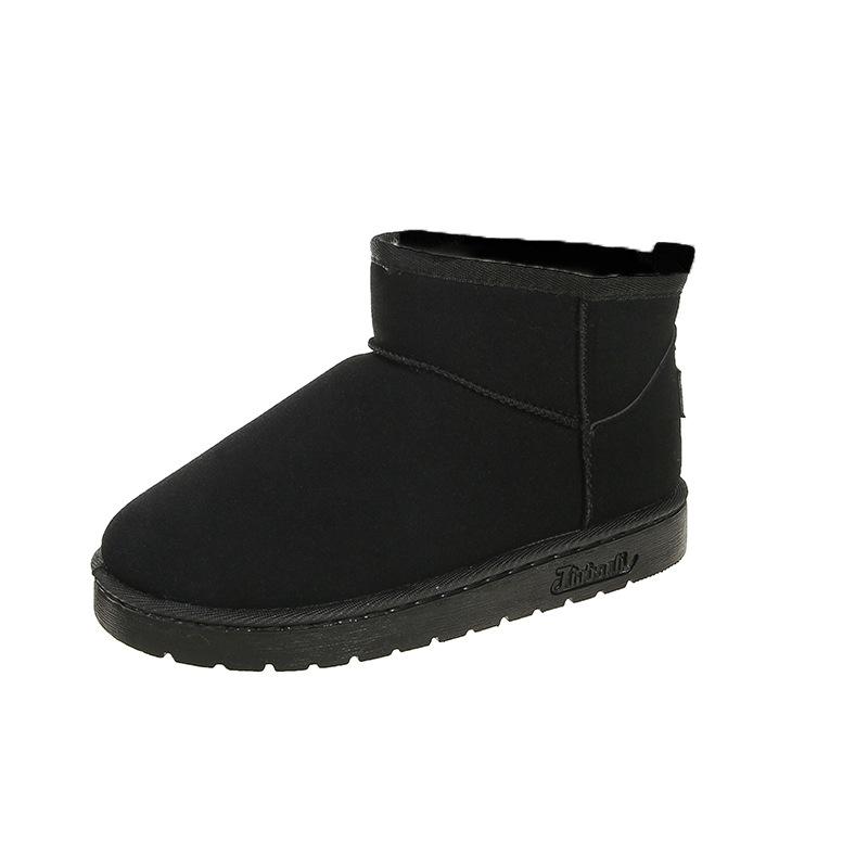 Snow boots women's winter new round head large size velvet cotton shoes student flat-soled short cotton boots