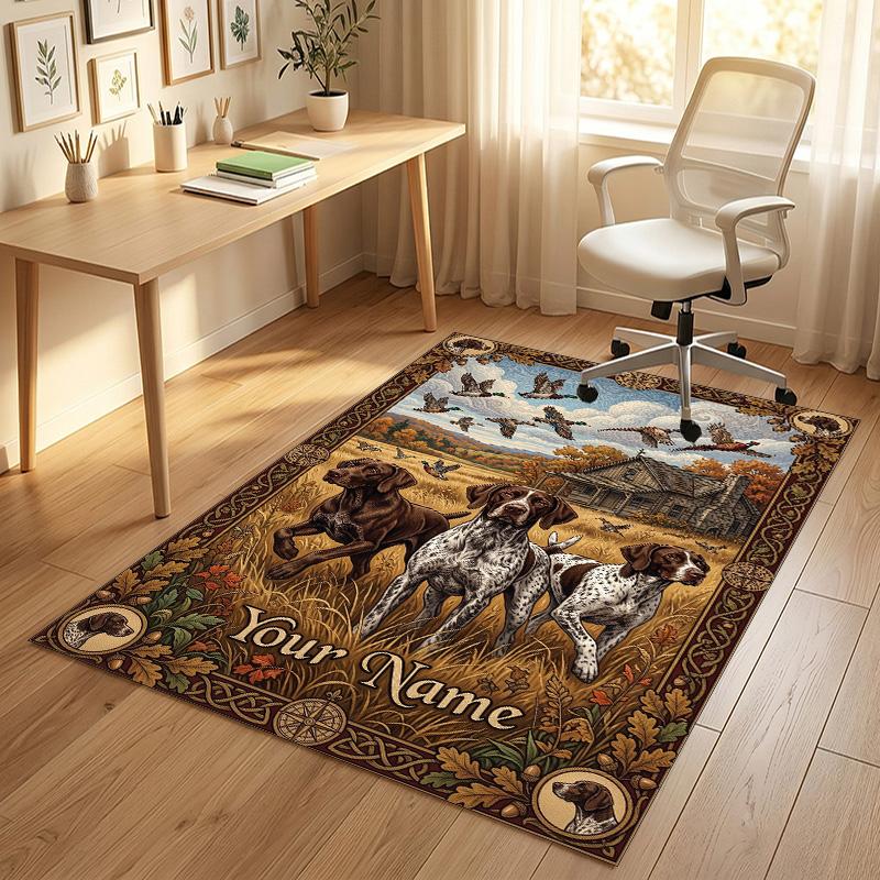 Dog Theme Crystal Velvet Rug Personalized Custom Name Text Soft Floor Mat Home Decor