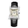 Irregular Y2K Couple Wrist Watches Unique Design Leather Strap Quartz 30M Water Resistant