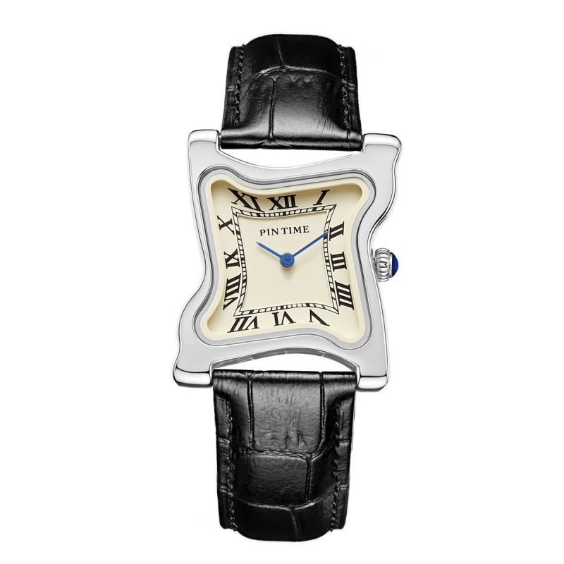 Irregular Y2K Couple Wrist Watches Unique Design Leather Strap Quartz 30M Water Resistant